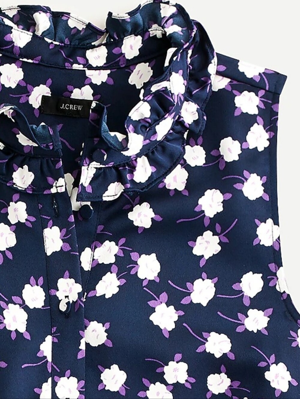 J. Crew Ruffleneck Sleeveless Top In Scattered Peony Print - Picture 3 of 7